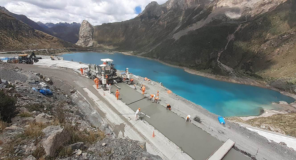 The concrete surface is checked constantly to ensure its quality meets requirements