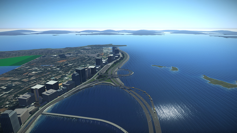 The new coastal highway provides additional protection against flooding from the sea – image © courtesy of Bentley Systems